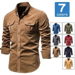 新品 シャツ コーデュロイシャツ メンズ 長袖 カジュアルシャツ レギュラーカラー ポケットあり コットン コーデロイ 秋冬 mlymn