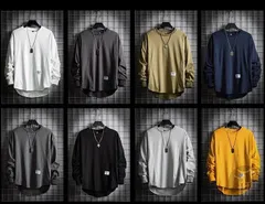 新品 Tシャツ メンズ 長袖 無地 ロンT ティーシャツ カットソー ゆったり 不規則 後ろ長め丈 カジュアル 後ろ丈長め バックロング mlhci