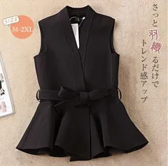 新品 ベスト レディース 春秋 ノースリーブ ジレ トップス トップス Vネック ウエストリボン 裾フレア 体型カバー ブラック 無地 シンプル かわいい カジュアル 大人 女子 エレガント フォーマル mlvfx