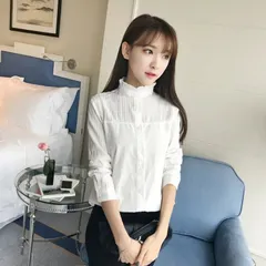新品 シャツ ブラウス レディース ワイシャツ 綿 スタンドカラー ブラウス フォーマル カッターシャツ コットン ブラウス 長袖 トップス ハイネック ブラウス Yシャツ フリル レギュラー 白 シャツ スーツ インナー 襟付き mlrfm