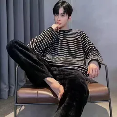 新品 パジャマ メンズ セットアップ 冬 暖かい ルームウェア もこもこ パーカー tシャツ 上下セット パンツ 寝巻き 春 mloqn