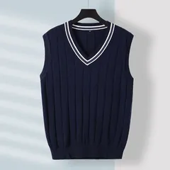 新品 メンズ ニットベスト スクールベスト Vネック ベスト 重ね着 プルオーバー セーター 無地 ノースリーブ トップス メンズファッション おしゃれ かっこいい シンプル 秋 冬 春 mlzfl