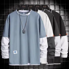 新品 長袖Tシャツ メンズ 長袖 Tシャツ クールネック カジュアル トップス おしゃれ シンプル スポーツ 部屋着 通学 春秋 お洒落 mlzzq