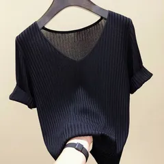 新品 未使用 接触冷感 サマーニット リブニット ニット Tシャツ カットソー 半袖 レディース トップス 半袖ニット シンプル 涼しい 無地 冷房対策 きれいめ オフィス カジュアル 20代 30代 mluus