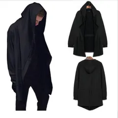 新品 コーディガン メンズ カーディガン カーデ コート トップス パーカー マント風 大きいサイズ アウター フード付き 個性的 ロック 男性 秋冬 新作 mloir