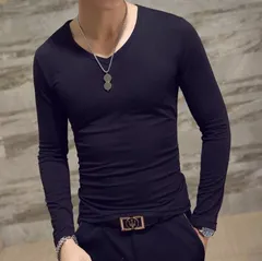新品 Tシャツ インナー 無地 長袖 2type メンズ クルーネック Vネック トップス おしゃれ 秋冬 ルームウェア ファッション シンプル カジュアル 男性用 mlxom