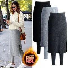 新品 スカート付きレギンス 未使用 スリットスカート ノーマル パンツ スカートレギンス レギンススカート mlugo