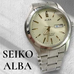 SEIKO ALBA セイコー アルバ 7N43-0BA0 デイデイト 文字盤 ゴールド ラウンド スクリューバック ヴィンテージ メンズ腕時計 稼働品 電池新品交換済