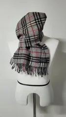 Burberrysバーバリー 90'sヴィンテージ グレー ノヴァチェック ラムウール マフラー