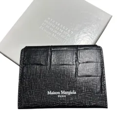 MAISON MARGIELA(メゾンマルジェラ) 24AW Crocodile Embossed Leather Card Case クロコ 型押し レザー カード ケース SA2VX0001 ブラック