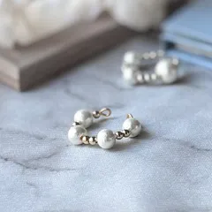 コットンパール ゴールド イヤーカフ 丸 イヤカフ 上品 シンプル おしゃれ【576】