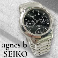 agnes b. アニエスベー クロノグラフ デイデイト レディース腕時計 V33J-0010 セイコー製 キャリパー クォーツ 文字盤 ブラック シルバーのサムネイル