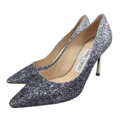 ジミーチュウ JIMMY CHOO グリッターパンプス ハイヒール ピンヒール ポインテッドトゥ 34 21cm シルバーカラー 