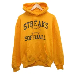 ラッセル RUSSELL ATHLETIC 古着 パーカー フーディー プリント プルオーバー M 黄 イエロー ■MET2