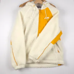 ニューバランス フリース ジップアップ 白/ベージュ オレンジ (M)
