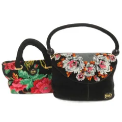 フェイラー FEILER 2点 セット まとめ ハンドバッグ ミニ 花柄 黒 ブラック ■GY99