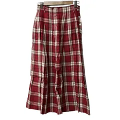 MargaretHowell(マーガレットハウエル) ロングスカート サイズ2 M レディース - レッド×ボルドー×白 チェック柄