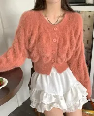 アンゴラ クロップド カーディガン