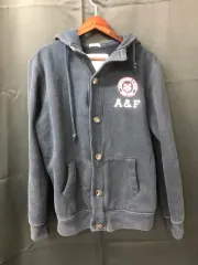 アバクロンビー ネイビー ボタン フード ジップアップ