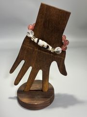 高級天珠 藏傳天珠 騎龍観音白天珠 天然石ブレスレット (サイズ調整