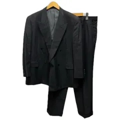 ダンヒル dunhill  スーツ セットアップ ジャケット パンツ ダブル フォーマル ポリエステル 無地 黒 ブラック