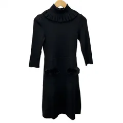 COTOO(コトゥー) ワンピース サイズ40 M レディース - 黒 クルーネック/七分袖/ロング/ラビット(ラパン)/ニット/襟取り外し可