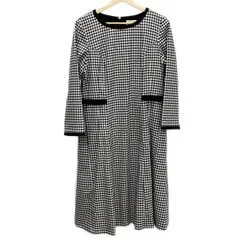 Rose Tiara(ローズティアラ) ワンピース サイズ42 L レディース美品  - 黒×白 長袖/ロング/チェック柄