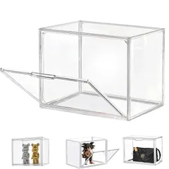 Yoimize 피규어 케이스 36 x 22 x 27 cm 마그네틱 도어 컬렉션 케이스 투명 아크릴 플라스틱 케이스 디스플레이 케이스 (락 캐치 포함), 스태킹 가능, 조립 가능, 방수, 방진, 견고한 (투명 36*22*27cm)