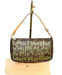 超美品◆本物◆LOUIS VUITTON ルイヴィトングラフィティモノグラムアクセソワールアクセサリーポーチハンドバッグ カーキグリーン緑M92191