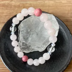 天然石ブレスレット　ローズクォーツ　ロードナイト　水晶　桜　ピンク　愛情　恋愛　自己愛　自愛　パワーストーン