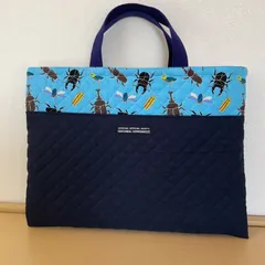 入園入学準備　りんりんのハンドメイド　レッスンバッグ　通園バッグ　絵本袋　キルティング昆虫
