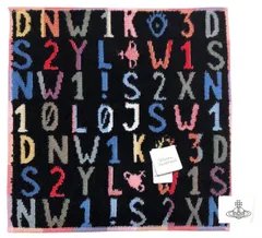 未使用 ヴィヴィアンウエストウッド ハンドタオル ミニタオル ハンカチ タオル オーブ ブラック　アルファベット　英語　数字　コットン　100％　綿　オーブ　レディース メンズ VivienneWestwood ヴィヴィアン