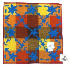 未使用 ヴィヴィアンウエストウッド ハンドタオル ミニタオル ハンカチ タオル  ハンカチタオル コットン　100％　綿　レディース メンズ VivienneWestwood ヴィヴィアン　ブロックチェック　イエロー　オレンジ　ブルー