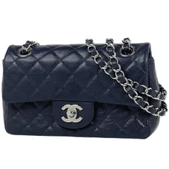シャネル CHANEL マトラッセ シングルフラップ チェーン ショルダーバッグ ココマーク ショルダーバッグ キャビアスキン ネイビー A01163 レディース 【中古】