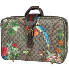 グッチ GUCCI ティアン 旅行バッグ GGスプリーム 鳥 バード フラワー シェリーライン ウェブ 旅行バッグ コーティングキャンバス ブラウン 424501 レディース 【中古】