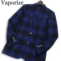 Vaporize ヴェイパライズ BEAMS ビームス 秋冬 ネル★ チェック テーラード ジャケット Sz.M メンズ 紺 日本製