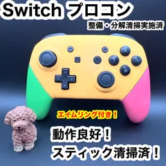 任天堂 純正Switch プロコン マルチカラー 中古品 整備済 スティック軸新品へ交換済