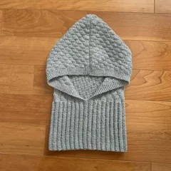 バラクラバ風　フード付きネックウォーマー　（ライトグレー）