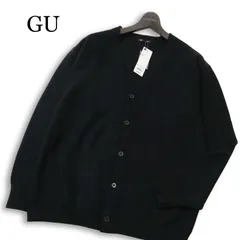 【新品 25SS】 GU ジーユー 秋冬 ニット★ ウォッシャブル Vネック カーディガン 羽織り Sz.L メンズ 黒 未使用