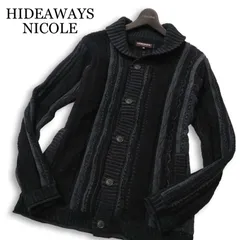 24AW★ HIDEAWAYS NICOLE ハイダウェイ ニコル 秋冬 ランダム ストライプ 3D ニット カーディガン 羽織り Sz.48　メンズ 黒