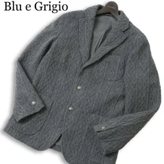 Blu e Grigio ブルーエグリージオ ウール アンゴラ混★ ダイヤ柄 シングル ジャケット Sz.LL メンズ 灰 グレー 大きいサイズのサムネイル