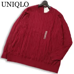 【新品 未使用】 UNIQLO ユニクロ 秋冬 コットン カシミヤ★ ケーブル クルーネック ニット セーター Sz.4XL メンズ 大きい