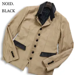 NOID. BLACK ノーアイディー 秋冬 羊革 ラム レザー切替★ テーラード ジャケット Sz.3 メンズ