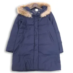 Te chichi テチチ 秋冬 リアル ファー着脱可★ フーディー ダウン フェザー コート Sz.M レディース 紺のサムネイル