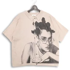 Perushu ペルーシュ 秋冬 ニット★ フォト風グラフィック 半袖 ニット シャツ グラフィックニット Sz.M メンズのサムネイル