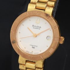 QZ ブローバ ロングチャンプ 054384 シルバ―文字盤 デイト レディース腕時計 2000000 NSK KRK