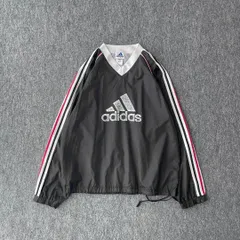 90ｓ　adidas　ナイロンプルオーバー　ジャケット　ビッグロゴ　万国旗