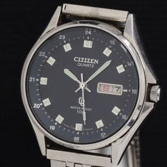 シチズン 新品電池 ヴィンテージ メタルベルト デイデイト 黒文字盤 