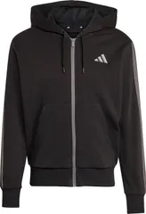 アディダス adidas ホリデー スリーストライプス フルジップ パーカー メンズ 男性 羽織 上着 移動着 レギュラーフィット 普段着 お出かけ フリース スポーティー リラックス  JVI19 JM1695 ブラック