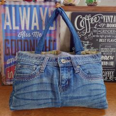 【専用】 デニム トート バッグ リメイク ダメージ 86☆USEDダメージデニムリメイク☆トートバッグ☆カラフルステッチ